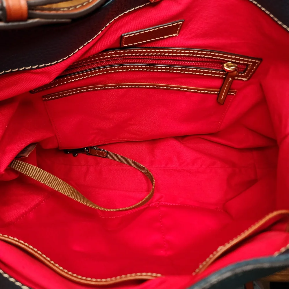Dooney & Bourke Teal Leather Hobo Bag with Gold Accents